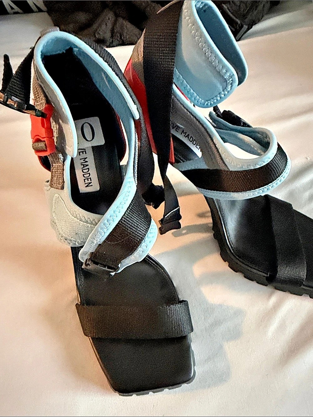 Steve Madden Strappy High Heel Sandals in Black & Blue US 10